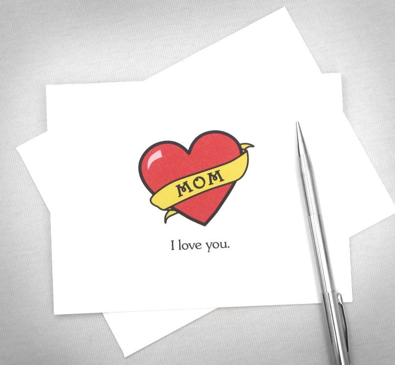 Mothers Day card - Mom tattoo - Mom I love you