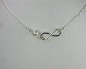 Infinity Necklace - Sterling Silver Pearl Necklace