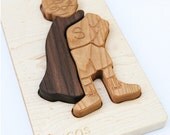 Personalized Toy, Super Boy Puzzle, organic chunky wood puzzle for babies and toddlers