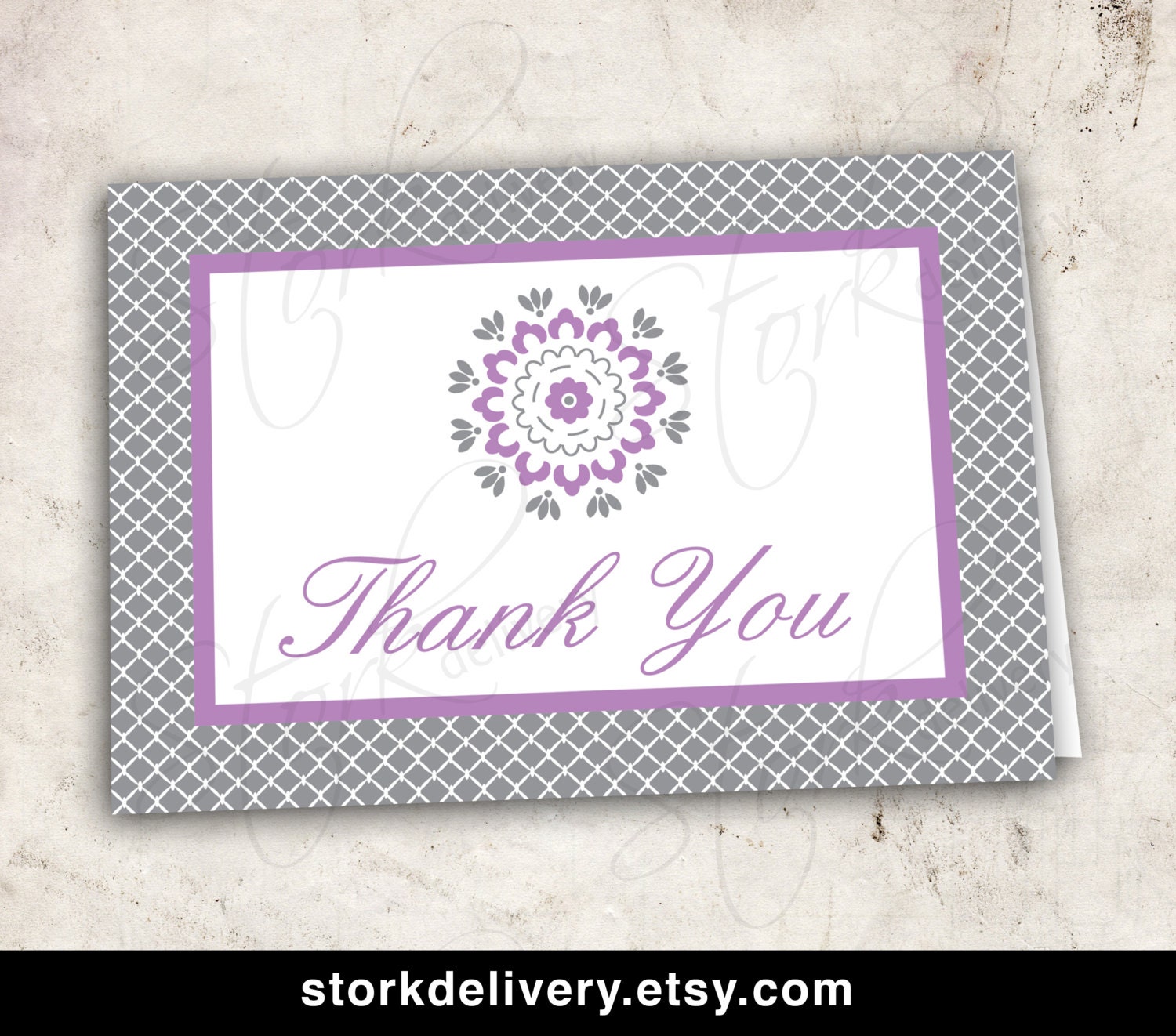 Purple Dahlia Girl Thank You Card - Pottery Barn Kids Dahlia - DIY Printable