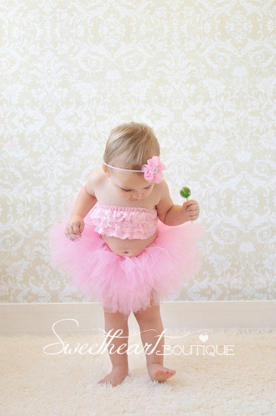 Pink Baby Tutu and Headband SET - Sweetheart Cupcake Style Newborn Tutu Set, Baby Tutu Set, Matching Ballerina Flower Headband