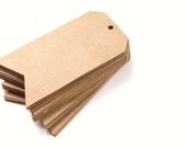 50 Die Cut Pennant Gift Tags / Price Tags (3.5 x 2 inches) in Brown Kraft Cardstock - Hang Tags, Wedding Favor Tags, etc.