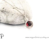 Garnet Red / January Birthstone Necklace - simplicity - Swarovski Crystal and Argentium Silver