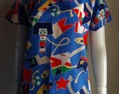 80s Vintage Nautical Printed Tee Shirt