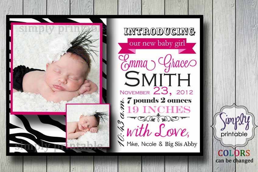 Zebra Print Birth Announcement Il_170x135