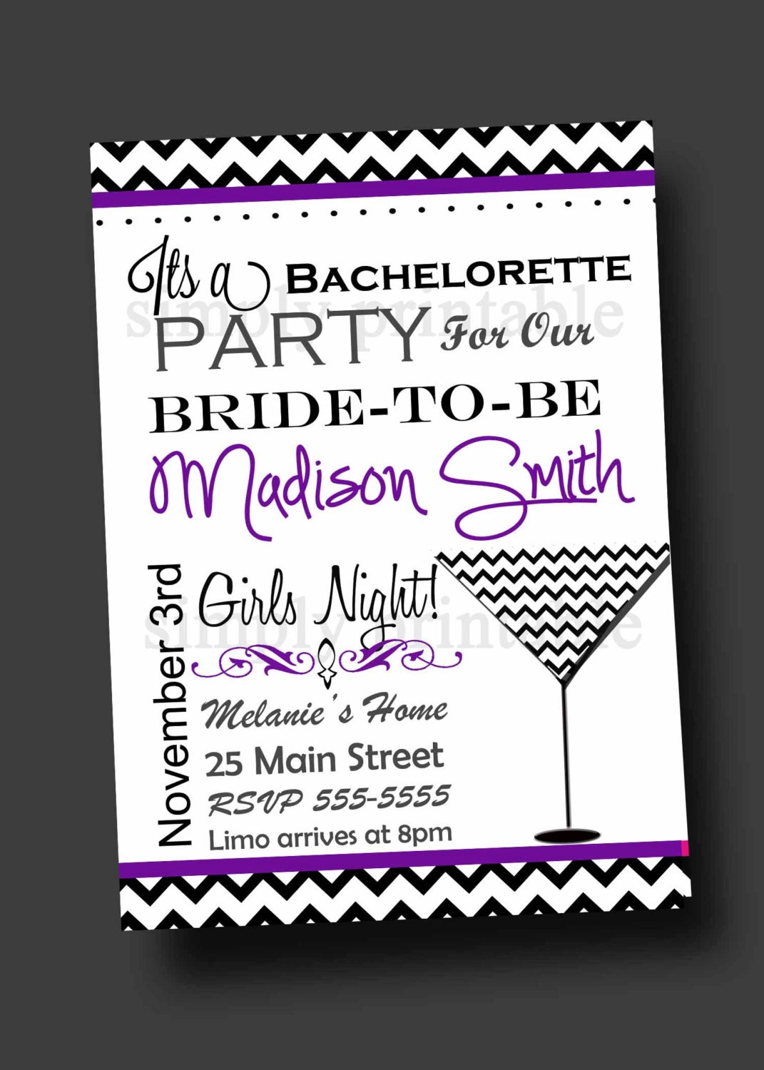 Bachelorette Party Invitation Chevron (Printable Digital) Il_570xn
