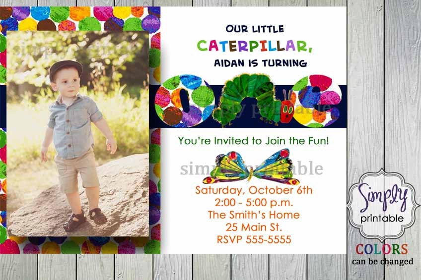 Hungry Caterpillar Birthday Invitation with Photo Il_570xn