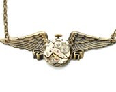 Steampunk Jewelry Steam Punk Necklace Vintage Watch Military Wings Necklace Airship Pirate Steam Punk Jewelry By Victorian Curiosities
