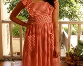 1970s VTG Gingham Ruffled Maxi // M
