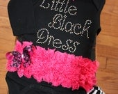Little Balck Dress tutu Ruffle Bow Onsie with Headband