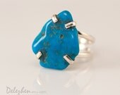 December Birthstone Ring - Turquoise Ring - Cocktail Ring - Statement Ring - Silver Ring - Modern Ring Mother's Day Gift
