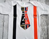 House DIVIDED Purdue University vs. University of Illinois Tie and Suspenders Onesie - Made to Order - 0-3M through 24M