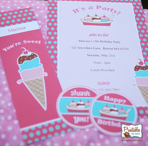 PRINTABLE Ice Cream Party Collection (Pink)
