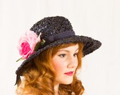 SALE / 1950s vintage hat / straw hat / Cezzane