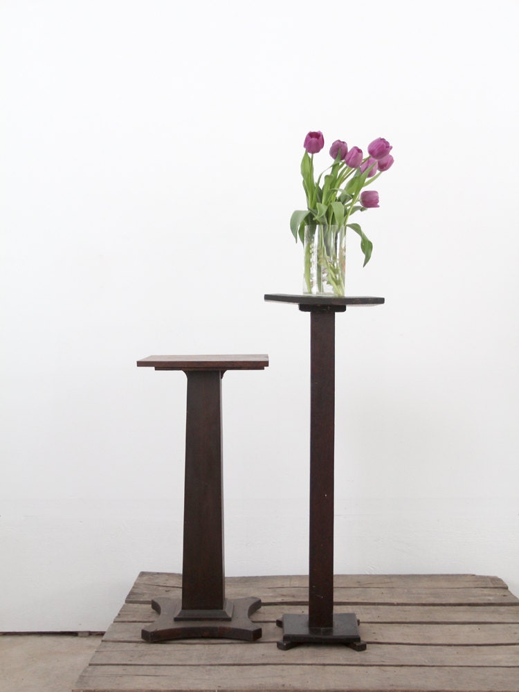 Antique Plant Stand / Wood Pedestal Table