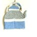Kitchen Decor, French Country Decor, Wall Organizer, Textile Pocket, Blue White Organizer, Bills Holder, Kitchen Holder, Fabric Kettle