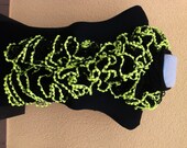 Fluo Yellow Black Hand Knit Ruffled Scarf Fashion Multicolor Pompoms Necklace Scarf Ruffled Lace Scarves