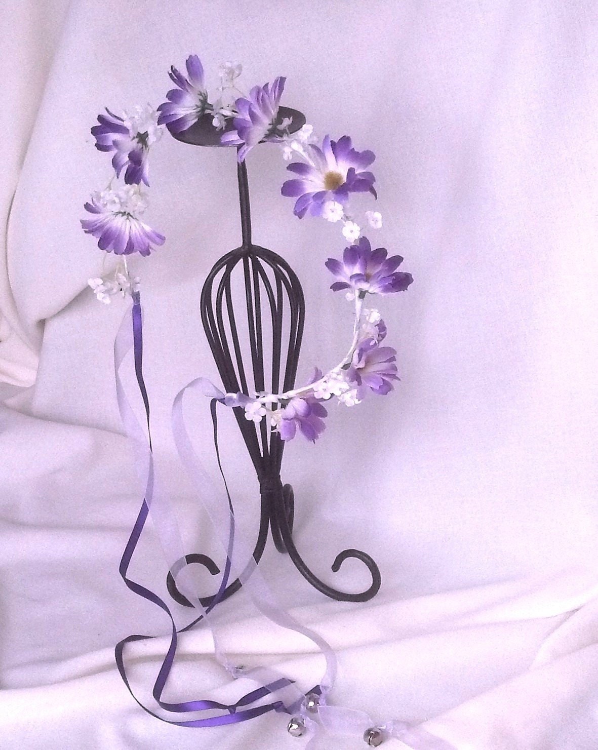 Daisy bridal Headpiece, purple lavender Wedding hair accessories Coachella Flower Crown Daisy hairwreath hairflowers summer concert  EDC