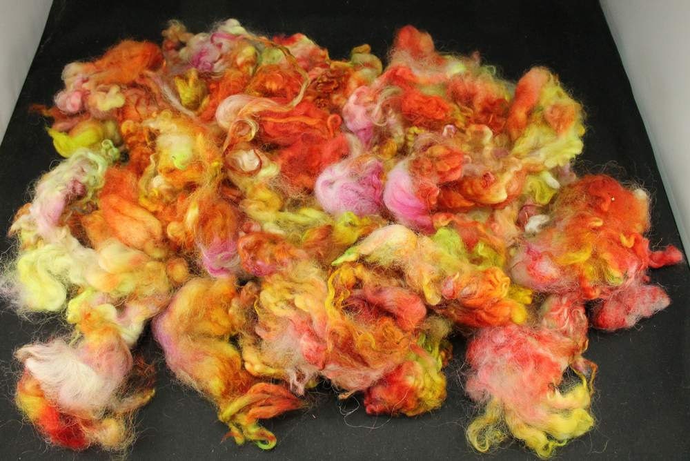 Norwegian viking sheep fleece, hand dyed fiber for spinning and felting, 4.5 oz