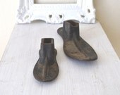 Cast Iron Shoe Forms Antique Set of Two Black Adult Child Size Photography Prop Decor