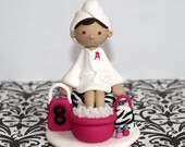 Personalized / Custom Zebra Print Spa Birthday Party Cake Topper with Accessories - Manicure Pedicure