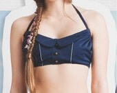 Nautical Peter Pan collar top bikini swimsuit