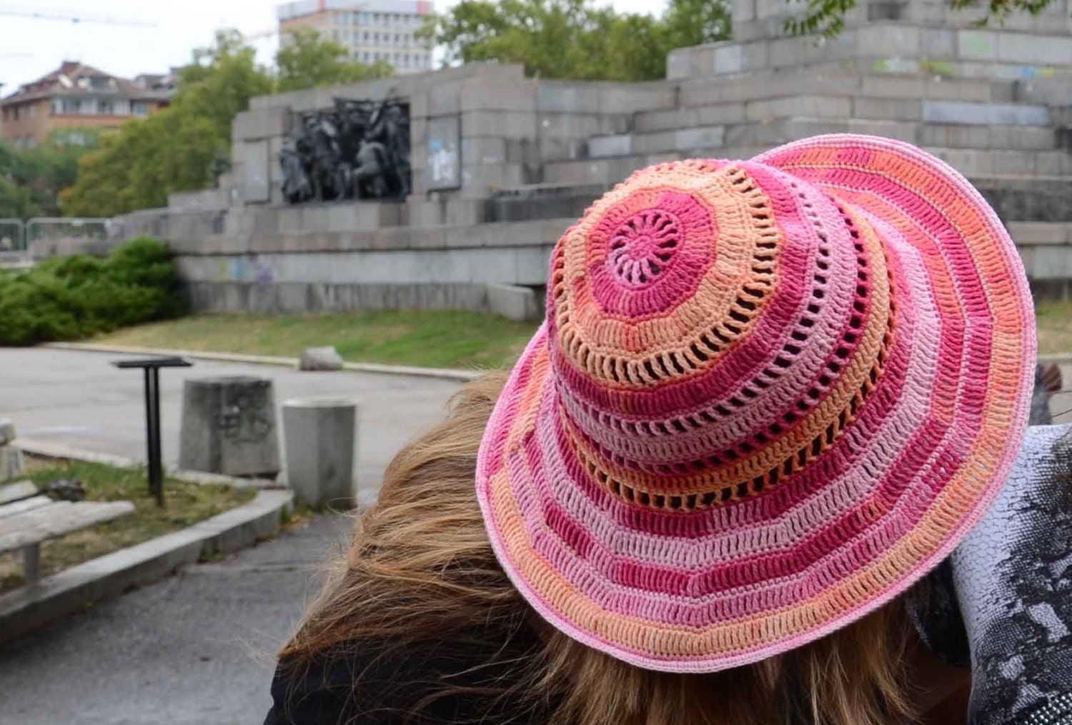 Crochet Summer Hat Sea Breeze Cotton Mother Day Brim Accessory Ocean Sky Beach Sun Pink Red Yellow Orange Multicolor by dodofit on Etsy