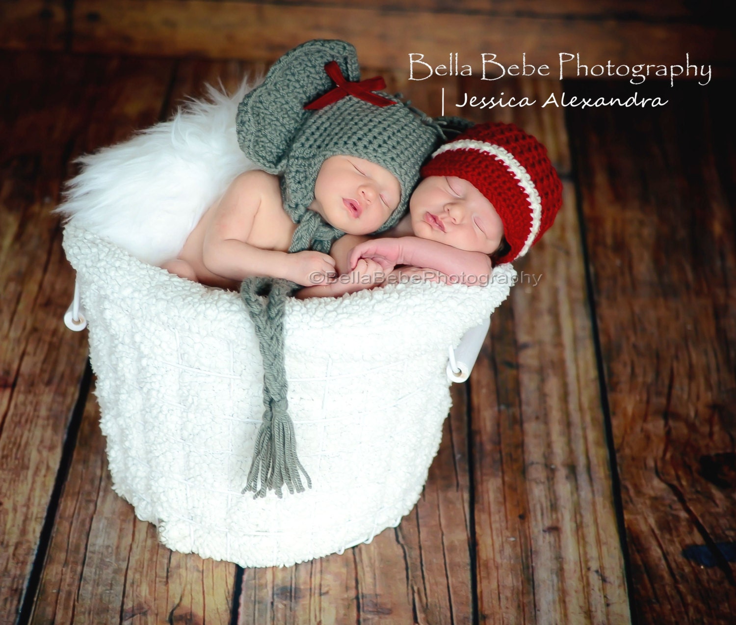 Alabama Twins Hat Set for Boy and Girl - photography prop, Made to Order
