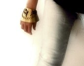 Metal cuff - Gold bangle cuff - Slave brass bracelet - Tribal cuff - Contemporary cuff - Black - gold - blue - Chain cuff - 123 team