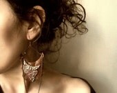 Copper earrings - Copper and silver earrings - Boho earrings - Chains earrings - chocolate, etsyitaliateam