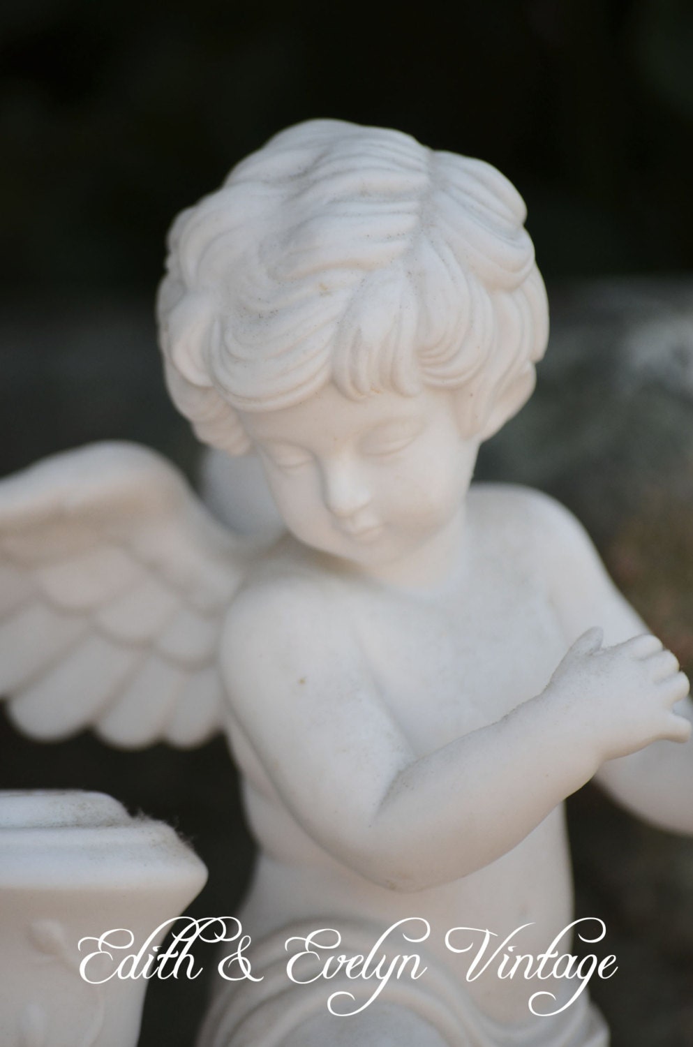 Vintage Porcelain Bisque Angel Candle Holder, White