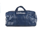 70s vintage wilson vinyl gym duffel  bag tote navy blue