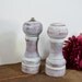 Distressed salt and pepper set / wood / salt and pepper mill / pepper grinder / salt and pepper shaker / upcycled / light ivory