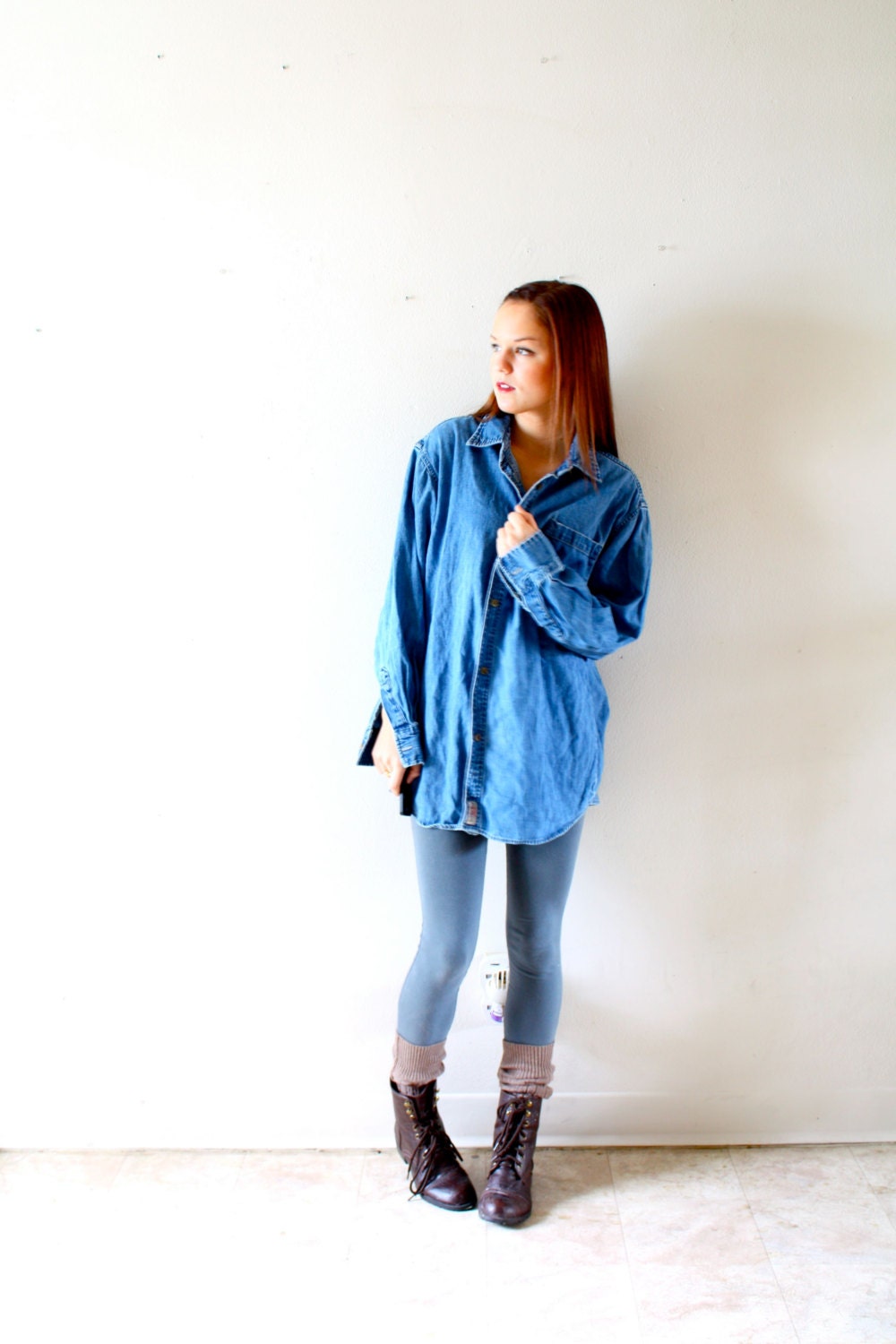 50% OFF: Vintage long sleeve denim shirt/blouse