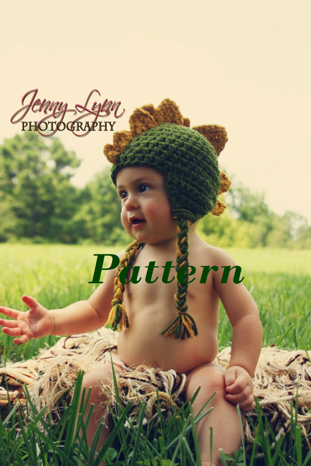PATTERN--Baby Dinosaur Crochet Hat Pattern--PATTERN ONLY