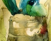Nesting Hummingbird Watercolor Art Print