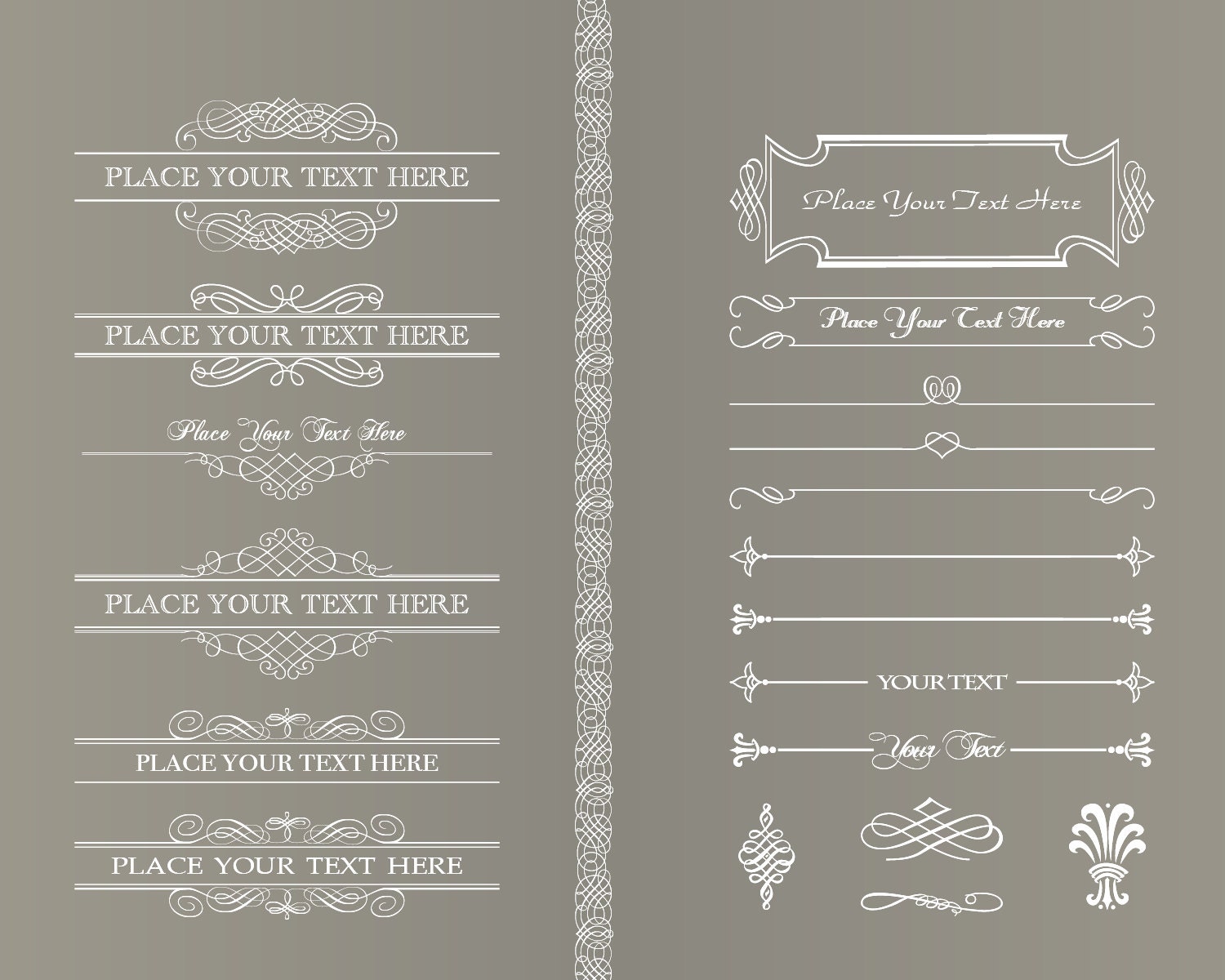 20 Classic Vintage Clipart Digital Design Elements for invitations, scrapbooking-  INSTANT DOWNLOAD - Calligraphy Clip Art Designs 518