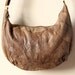 Patchwork Leather Hobo Bag, boho neutral light brown snake purse, slouchy hippie oversized adjustable strap New Wave 80s crescent handbag