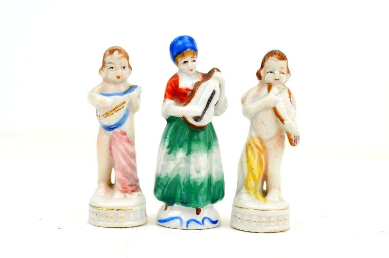 Vintage Hand Painted Ceramic Musician Figurines Occupied Japan