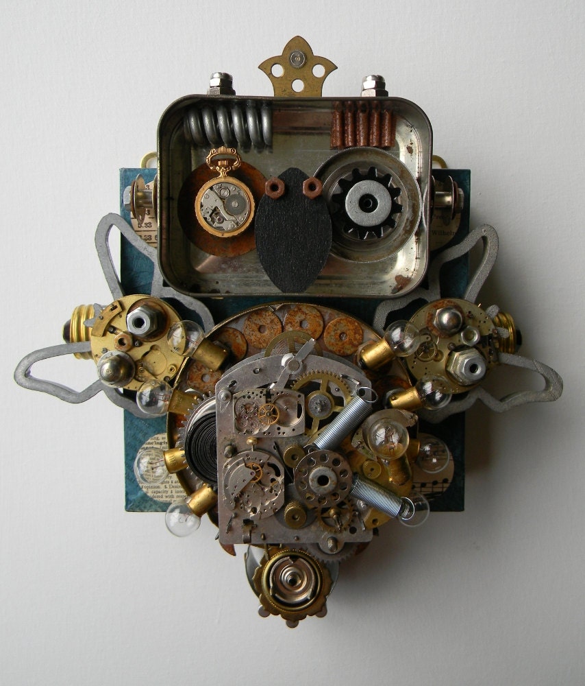 Recycled Art Assemblage  -  "B.L.A.C.K.B.E.A.K."  -  Original Mixed Media
