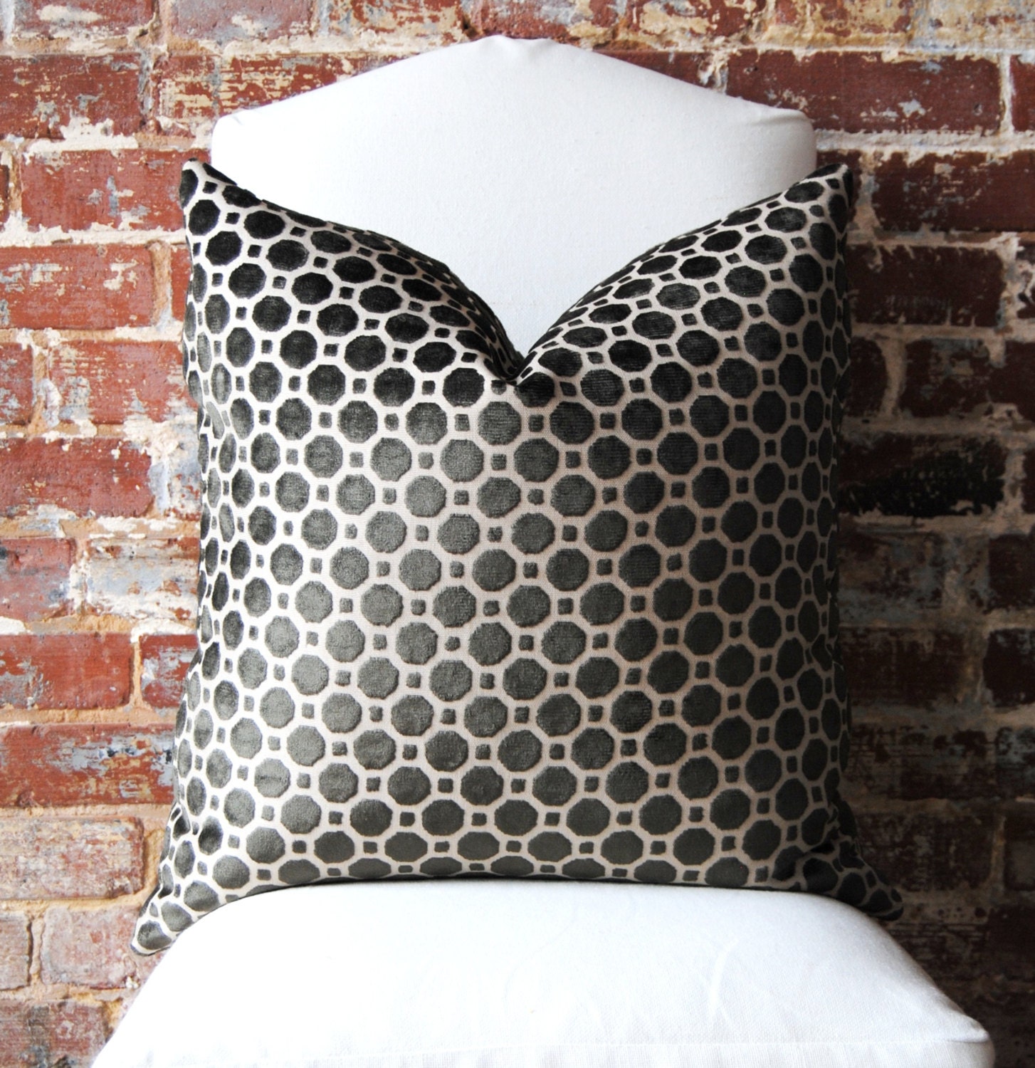 Velvet Geo - Terrain - Robert Allen - 22 in square - Designer Pillow - Decorative Pillow - Throw Pillow