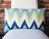 Adras Ikat- Sky - Schumacher - Pillow Cover - 14 x 24 lumbar - Designer Pillow - Decorative Pillow - Throw Pillow