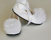 White Satin Toddler Shoe - Couture Ballet Slipper - Flower Girl Ballet Flat - Satin and Tulle - Baby Souls Baby Shoes