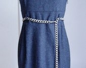 1940's Style City Dress - Size M - Blue/Gray