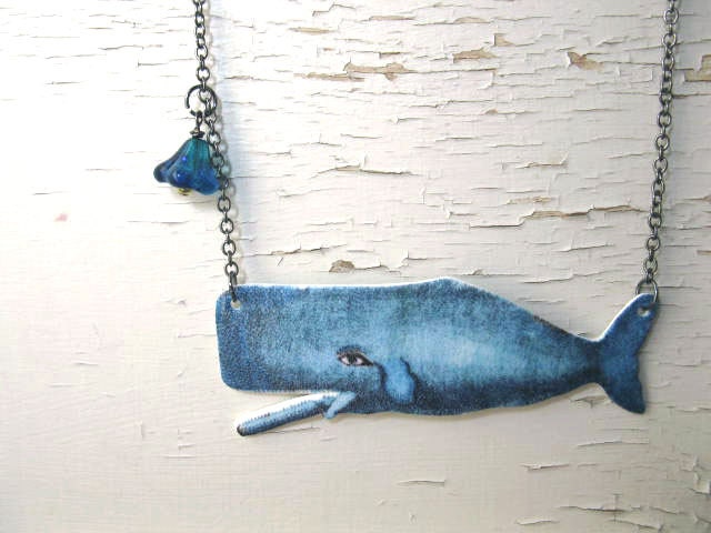 Blue Whale Necklace Nautical Statement Sea Creature Geekery