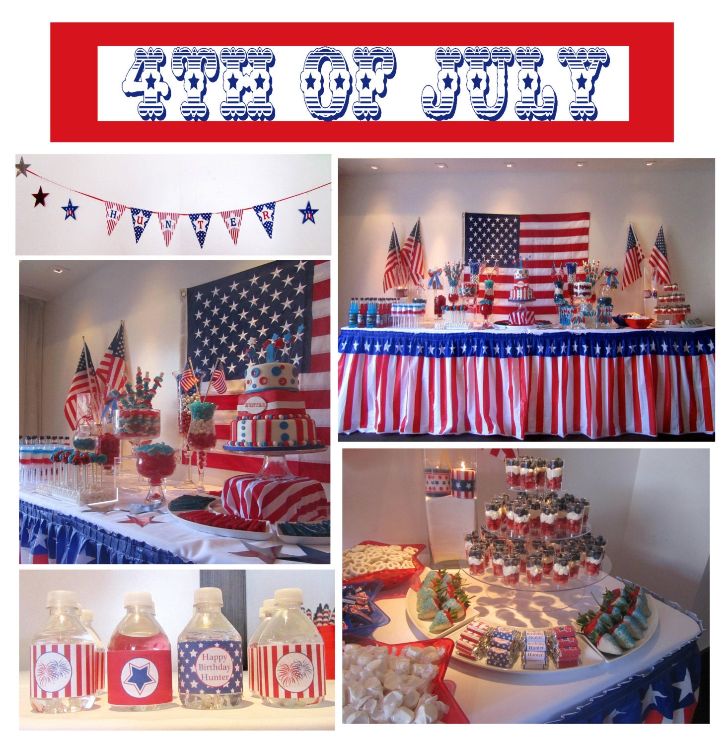 SALE Sale DIY 4th fourth of july PRINTABLE Party Package banner cupcake toppers labels paper Il_570xn