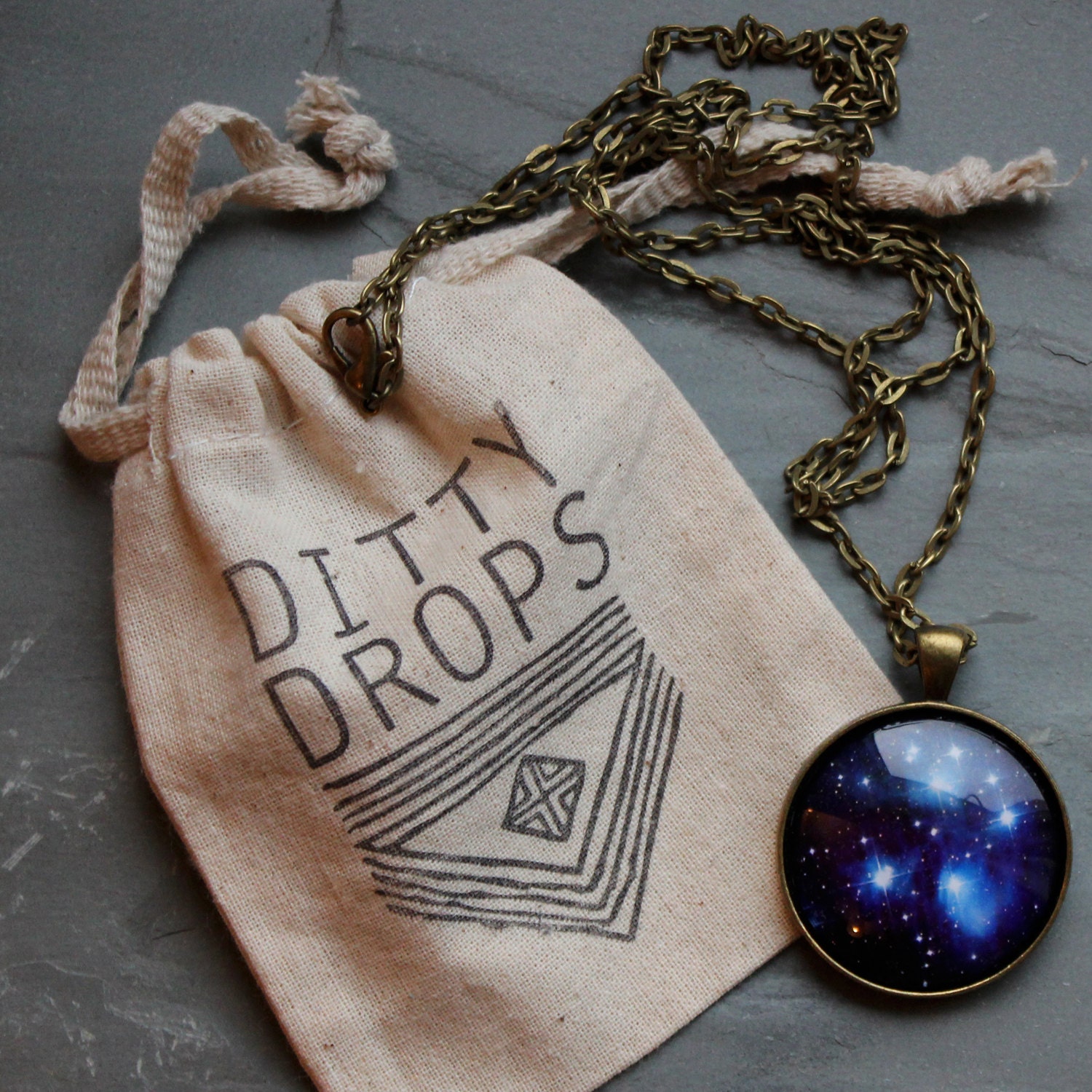 Starry Eyed Large Pendant Necklace - Wanderlust Collection -  Galaxy, Universe, Outer Space