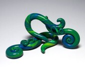 Gauges 4g plugs, Little Mermaid. Polymer clay dangle plugs / gauges for stretched ears. Blue, green and aqua.