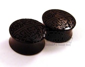 Deathstar Ebony Wooden Plugs - 1/2" (13mm) 9/16" (14mm) 5/8" (16mm) 3/4" (19mm) 7/8" (22mm) 1" (25.5mm) 1 1/8" (28mm) wood ear gauges