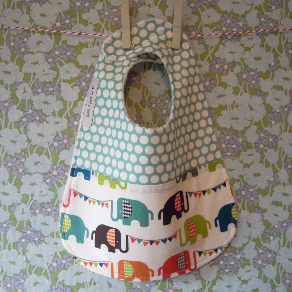 Organic Baby Bib Elephant Party